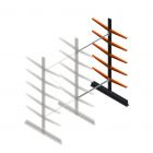 Lichte draagarmstelling dubbelzijdig 2500x1250x600 mm (hxbxd) 5 niveaus aanbouwsectie