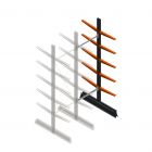 Lichte draagarmstelling dubbelzijdig 2500x750x500 mm (hxbxd) 5 niveaus aanbouwsectie