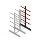 Medium draagarmstelling dubbelzijdig 2500x750x600 mm (hxbxd) 4 niveaus aanbouwsectie