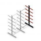 Medium draagarmstelling dubbelzijdig 3000x1500x600 mm (hxbxd) 5 niveaus aanbouwsectie