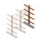 Medium draagarmstelling IT dubbelzijdig 2455x1200x600 mm (hxbxd) 4 niveaus aanbouwsectie