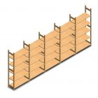 Voordeelrii houten legbordstelling BT Euro 2100x5030x400 mm (hxbxd) 5 niveaus