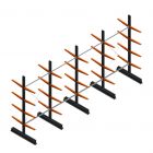 Voordeelrij lichte draagarmstelling dubbelzijdig 2500x5100x500 mm (hxbxd) 4 niveaus