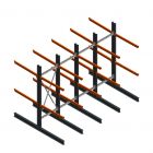 Voordeelrij zware draagarmstelling dubbelzijdig 3000x4882x1200mm (hxbxd) 2 niveaus