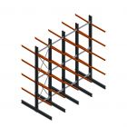 Voordeelrij zware draagarmstelling dubbelzijdig 5000x4900x1200mm (hxbxd) 4 niveaus