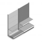 Wandstelling met perforatie Tego 1800x1000x470 mm (hxbxd) 2 niveaus RAL9006 aanbouwsectie