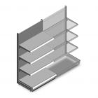 Wandstelling Tego 1800x1000x570 mm (hxbxd) 4 niveaus RAL9006 beginsectie