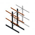 Zware draagarmstelling dubbelzijdig 3000x1000x1200mm (hxbxd) 2 niveaus beginsectie