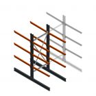 Zware draagarmstelling dubbelzijdig 3000x1200x1200mm (hxbxd) 3 niveaus beginsectie