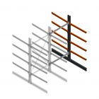 Zware draagarmstelling dubbelzijdig 3000x1500x1200mm (hxbxd) 4 niveaus aanbouwsectie