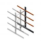 Zware draagarmstelling dubbelzijdig 3000x800x1200mm (hxbxd) 3 niveaus aanbouwsectie