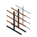 Zware draagarmstelling dubbelzijdig 3000x800x1200mm (hxbxd) 3 niveaus beginsectie