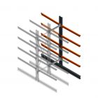 Zware draagarmstelling dubbelzijdig 3000x800x1200mm (hxbxd) 4 niveaus aanbouwsectie