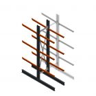 Zware draagarmstelling dubbelzijdig 4000x800x1200mm (hxbxd) 3 niveaus beginsectie