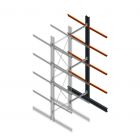 Zware draagarmstelling dubbelzijdig 5000x1200x1200mm (hxbxd) 4 niveaus aanbouwsectie