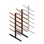 Zware draagarmstelling dubbelzijdig 5000x1500x1200mm (hxbxd) 5 niveaus beginsectie