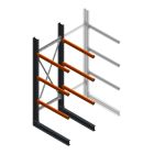 Zware draagarmstelling enkelzijdig 3000x1000x1500mm (hxbxd) 3 niveaus beginsectie