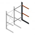 Zware draagarmstelling enkelzijdig 3000x1500x1000mm (hxbxd) 2 niveaus aanbouwsectie