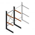 Zware draagarmstelling enkelzijdig 3000x1500x1000mm (hxbxd) 2 niveaus beginsectie