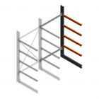 Zware draagarmstelling enkelzijdig 3000x1500x1000mm (hxbxd) 4 niveaus aanbouwsectie