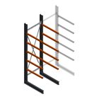 Zware draagarmstelling enkelzijdig 4000x1200x1500mm (hxbxd) 5 niveaus beginsectie