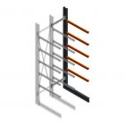 Zware draagarmstelling enkelzijdig 4000x800x1000mm (hxbxd) 5 niveaus aanbouwsectie