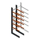 Zware draagarmstelling enkelzijdig 4000x800x1200mm (hxbxd) 5 niveaus beginsectie