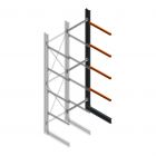 Zware draagarmstelling enkelzijdig 5000x1200x1200mm (hxbxd) 4 niveaus aanbouwsectie 345kg/arm