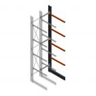 Zware draagarmstelling enkelzijdig 5000x800x1000mm (hxbxd) 4 niveaus aanbouwsectie