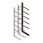 Zware draagarmstelling enkelzijdig 5000x800x1000mm (hxbxd) 5 niveaus aanbouwsectie