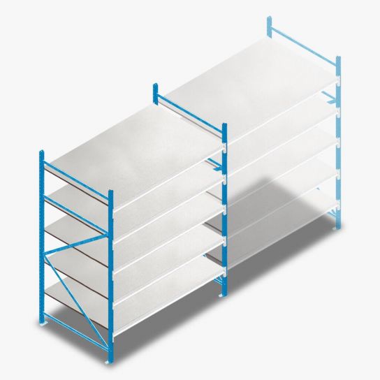 Gebruikte Polypal grootvakstelling 2180x1825x1300 mm  (hxbxd) 5 niveaus beginsectie