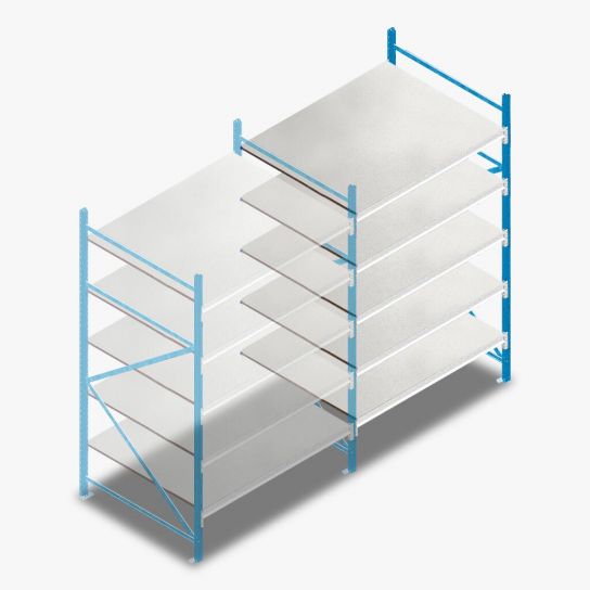 Gebruikte Polypal grootvakstelling 2500x1375x1300 mm  (hxbxd) 5 niveaus aanbouwsectie