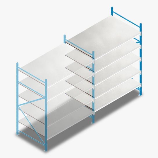 Gebruikte Polypal grootvakstelling 2180x1825x1300 mm  (hxbxd) 5 niveaus aanbouwsectie