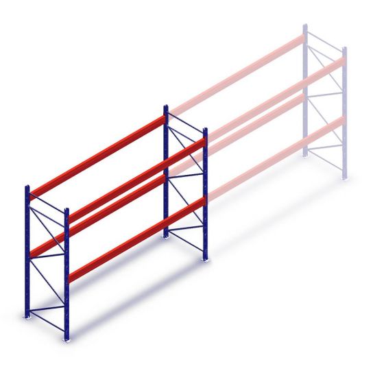 Gebruikte Atox palletstelling 2500x3600x1100mm (hxbxd) 2 niveaus beginsectie