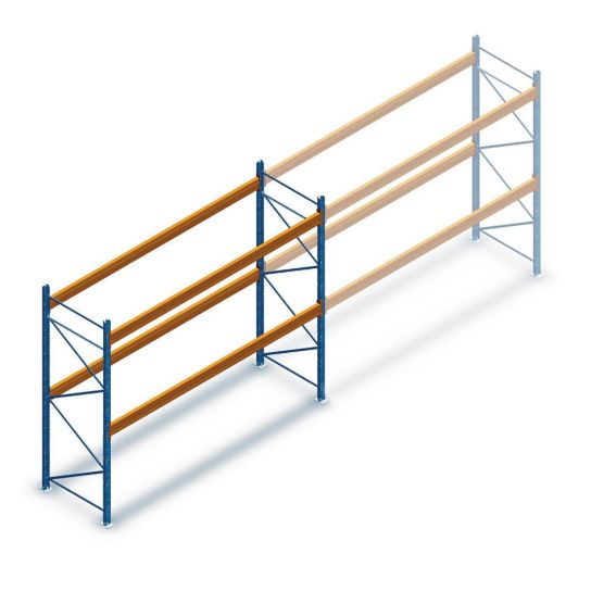 Gebruikte Esmena palletstelling 3000x3600x1100 mm (hxbxd) 2 niveaus aanbouwsectie