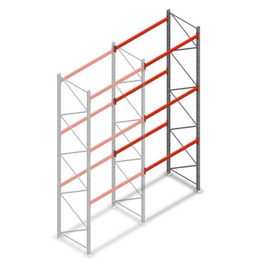 Gebruikte Stow palletstelling 6000x2000x1100 3 niveaus aanbouwsectie