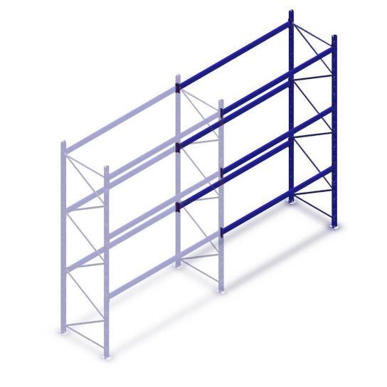 Gebruikte Stow palletstelling 5500x2700x1100mm (hxbxd) 3 niveaus aanbouwsectie