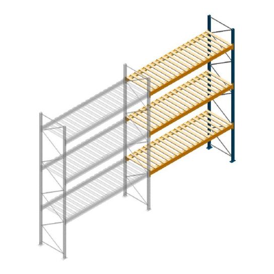 Deels gebruikte Esmena/Apersa palletstelling 3000x3400x1100 3 niveaus aanbouwsectie
