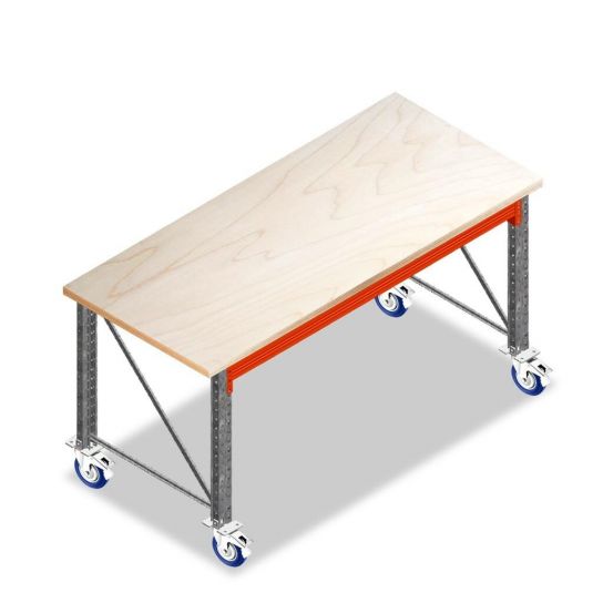 Mobiele werktafel op enkellaags 2150x950x940 mm (lxdxh) frames niet voorgemonteerd | Bestel eenvoudig bij Begra