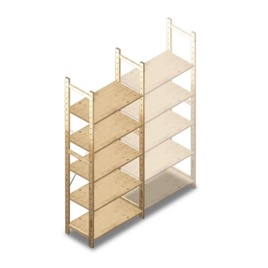 Houten legbordstelling BT Combi 2080x870x370 mm (hxbxd) 5 niveaus beginsectie
