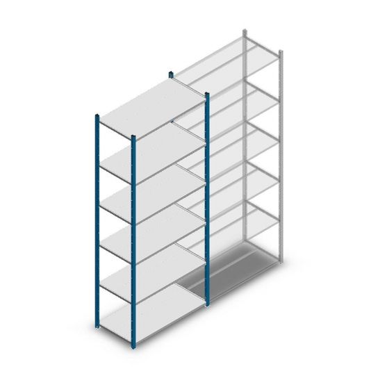 Legbordstelling Medium Duty 2500x1000x500 mm (hxbxd) 6 niveaus blauw beginsectie 