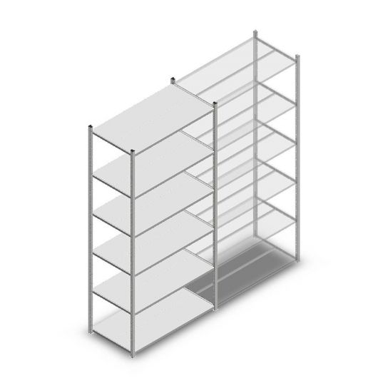 Legbordstelling Medium Duty 2500x1150x600 mm (hxbxd) 6 niveaus verzinkt beginsectie