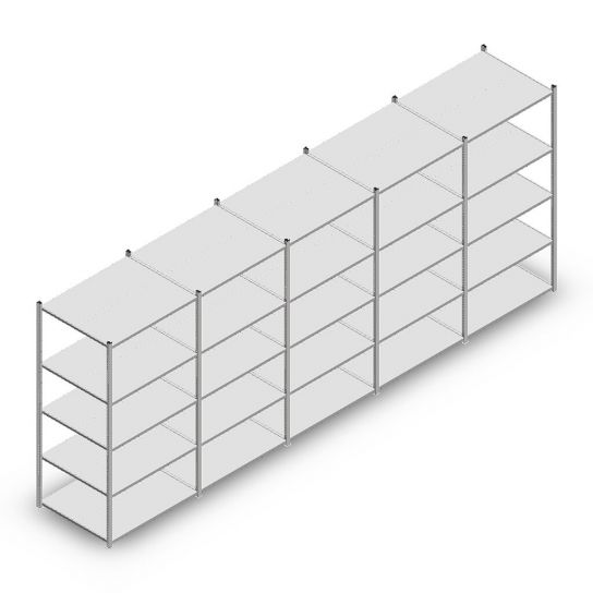 Voordeelrij legbordstelling Medium Duty 2000x5000x800 mm (hxbxd) 5 niveaus verzinkt