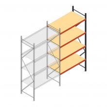 Grootvakstelling AR 3000x1610x800 mm (hxbxd) 4 niveaus antraciet aanbouwsectie met voorgemonteerde frames