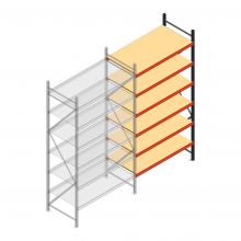 Grootvakstelling AR 3000x1610x800 mm (hxbxd) 6 niveaus antraciet aanbouwsectie met voorgemonteerde frames