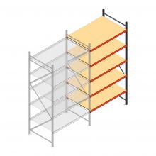 Grootvakstelling AR 3000x1610x1000 mm (hxbxd) 5 niveaus antraciet aanbouwsectie met voorgemonteerde frames