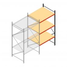 Grootvakstelling AR 3000x1610x1200 mm (hxbxd) 3 niveaus antraciet aanbouwsectie met voorgemonteerde frames