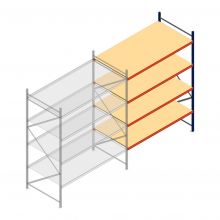 Grootvakstelling AR 3000x2700x1200 mm (hxbxd) 4 niveaus blauw aanbouwsectie