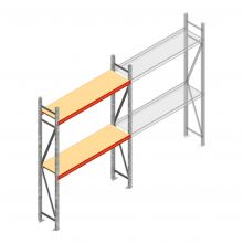 Grootvakstelling AR 2250x1850x400 mm (hxbxd) 2 niveaus verzinkt beginsectie met voorgemonteerde frames