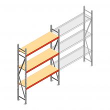 Grootvakstelling AR 2250x1850x400 mm (hxbxd) 3 niveaus verzinkt beginsectie met voorgemonteerde frames